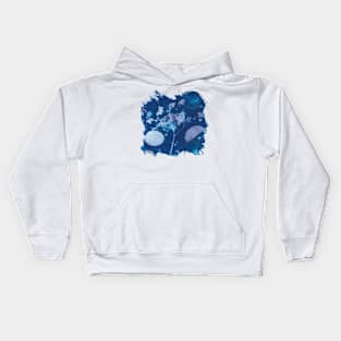 Cyanotype sunprint hydrangea indigo blue Kids Hoodie